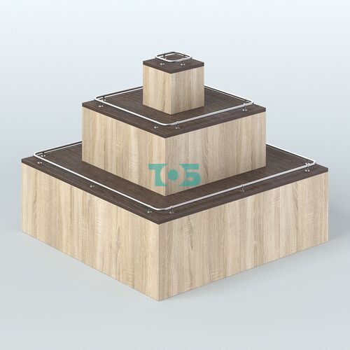 Островок-пирамида с хромирован- ными ограничителями для торговых центров №1-ХО