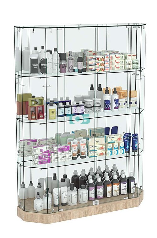 Торговая стеклянная витрина Хит Продаж со скошенным фасадом зеркальная №411