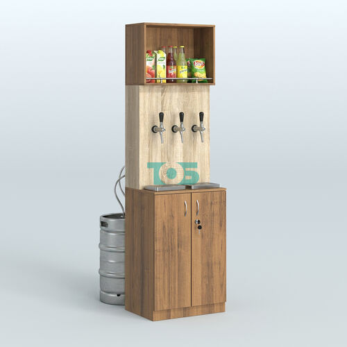 Специализи- рованный стеллаж из ДСП под врезные краны с распашными дверьми в магазин разливного пива и рыбы BEER&FISH-СПД-02-600