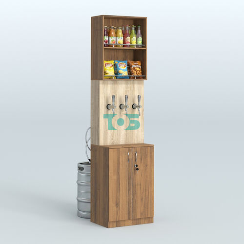 Специализи- рованный стеллаж из ДСП с панелью под врезные краны для магазина разливного пива и рыбы BEER&FISH-СПД-04-600