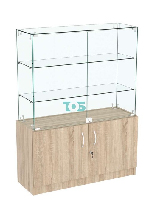 Узкий стеклянный прилавок СЛИМ №1 с длинными полками 