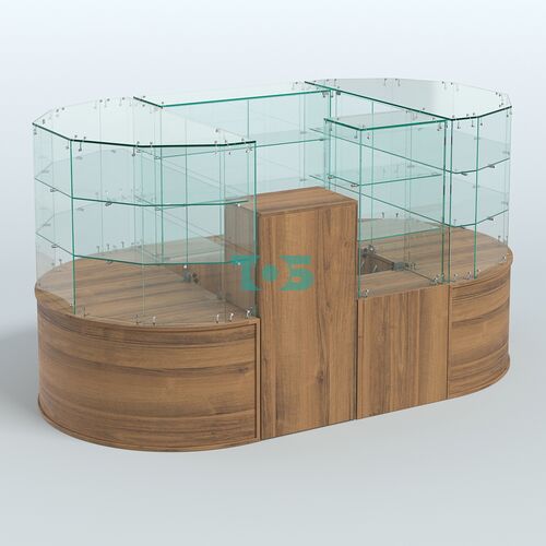 Круглый стеклянный островок-павильон серии КОЛЬЦО с радиусными углами №1