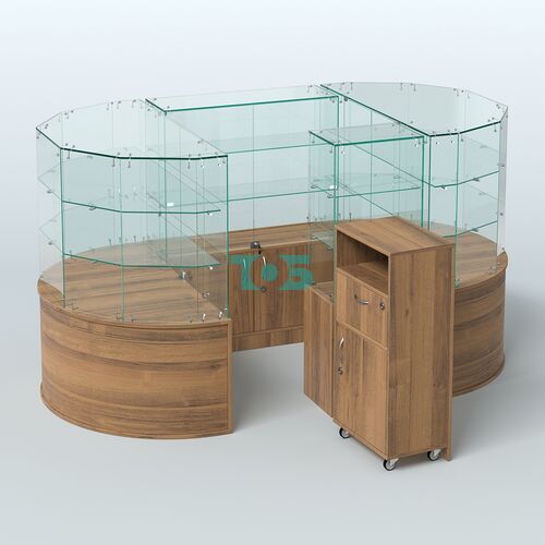 Круглый стеклянный островок-павильон серии КОЛЬЦО с радиусными углами №1
