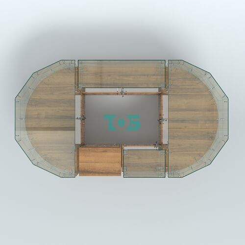 Круглый стеклянный островок-павильон серии КОЛЬЦО с радиусными углами №1