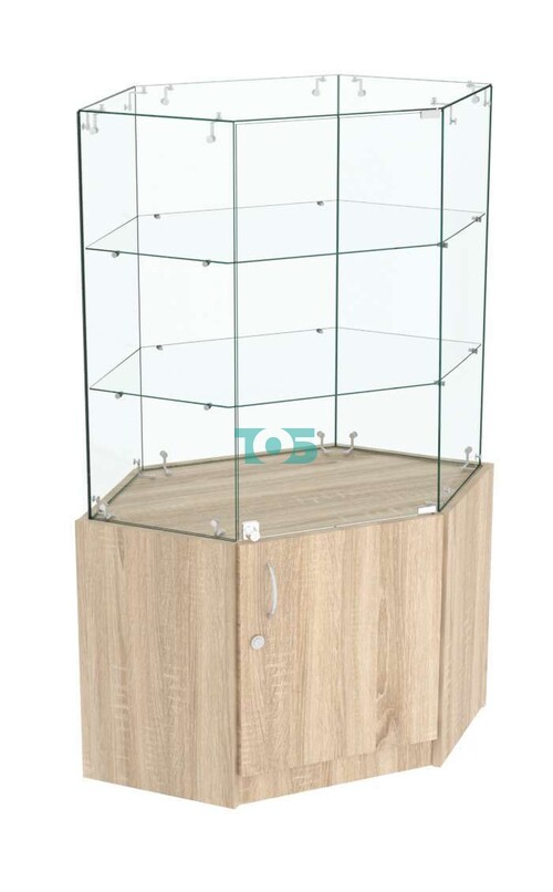 Узкий стеклянный прилавок СЛИМ №17 шестигранный