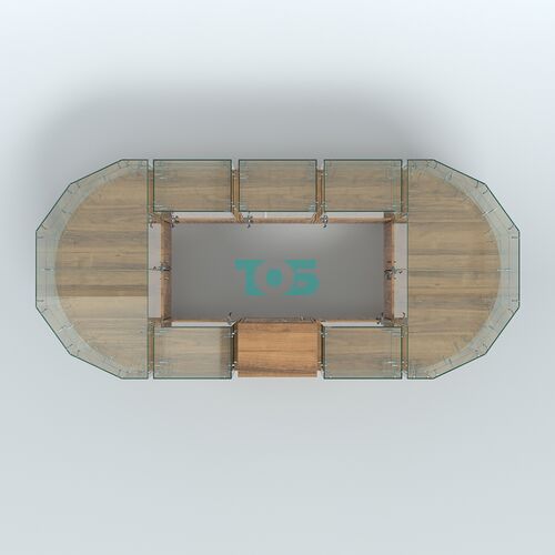 Круглый стеклянный островок-павильон серии КОЛЬЦО овальный №2