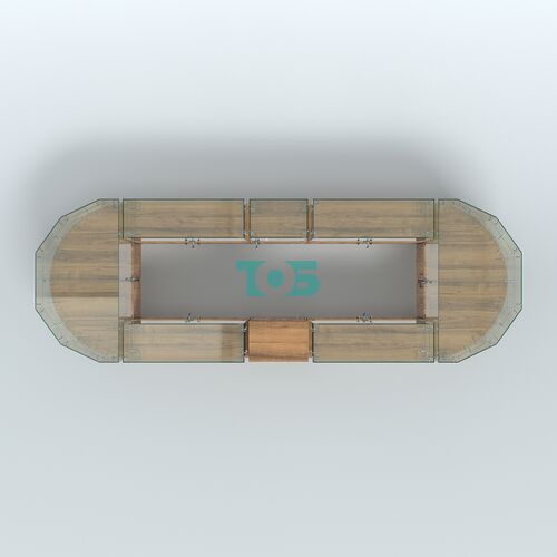 Круглый стеклянный островок-павильон серии КОЛЬЦО вытянутый №3