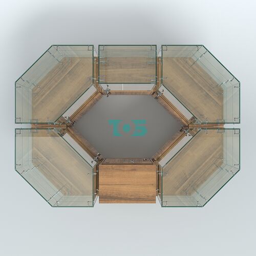 Стеклянный островок-павильон серии КОЛЬЦО шестигранный №4