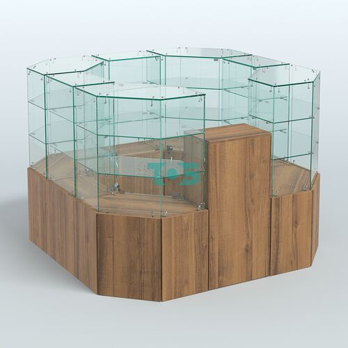 Стеклянный островок-павильон серии КОЛЬЦО квадратный №5