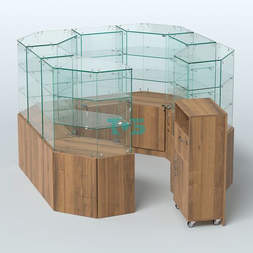 Стеклянный островок-павильон серии КОЛЬЦО квадратный №5