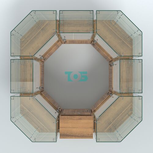 Стеклянный островок-павильон серии КОЛЬЦО квадратный №5