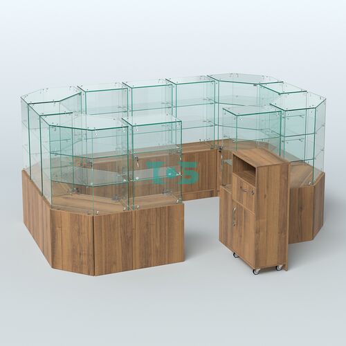 Стеклянный островок-павильон серии КОЛЬЦО прямоугольный №6