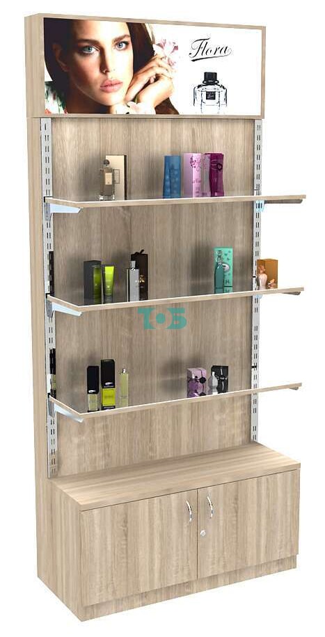 Торговый стеллаж из ДСП с накопителем и тремя полками №2-8