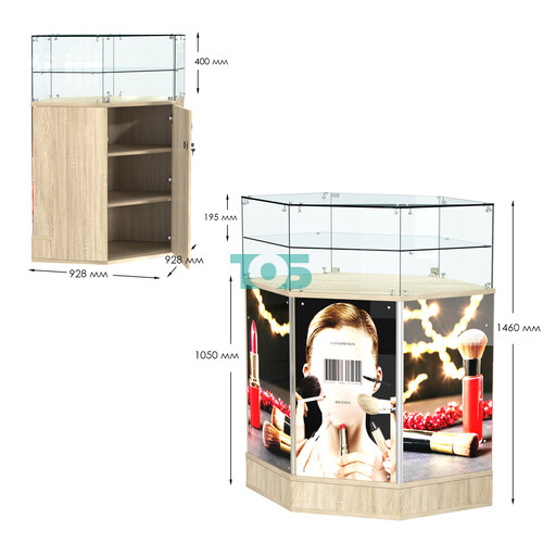 Прилавок со световым коробом и одной полкой №7