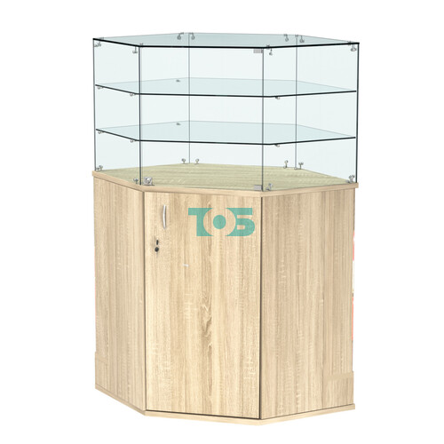 Прилавок со световым коробом и высокой стеклянной надставкой №8