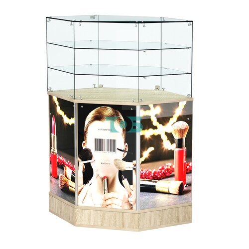 Прилавок со световым коробом и высокой стеклянной надставкой №8