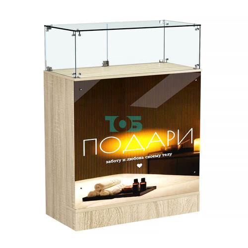 Прилавок со световым коробом и стеклянным верхом №1