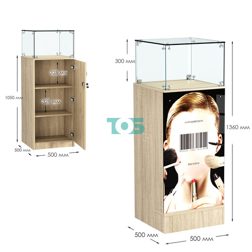Прилавок со световым коробом квадратный №11