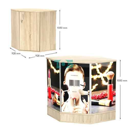 Стол-прилавок со световым коробом шестигранный №22