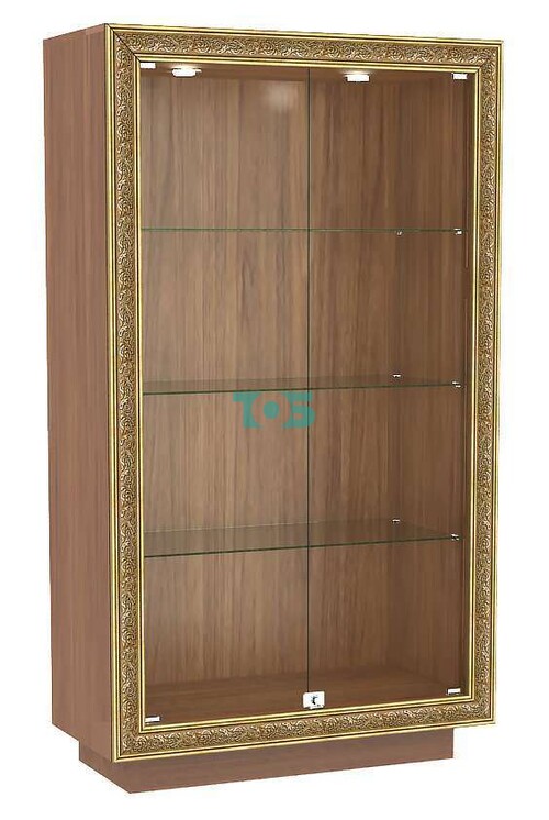 Низкая витрина с широкими полками и декором БАРОККО №5-ХП