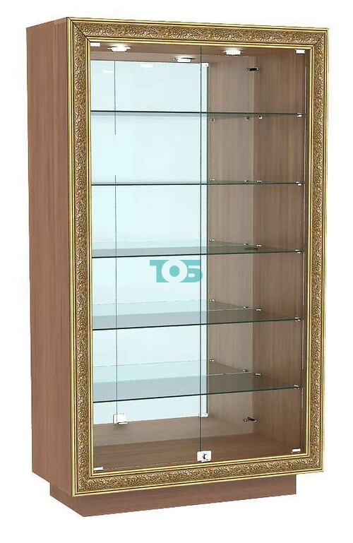 Низкая витрина с зеркальной стенкой и декором БАРОККО №507-ХП