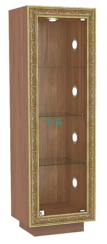 Низкая витрина квадратная с декором и торцевыми светильниками БАРОККО №1С-ХП