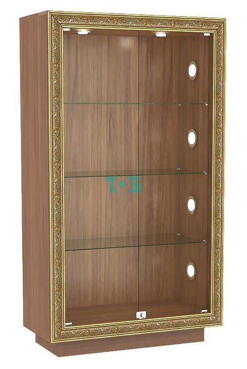 Низкая витрина прямоугольная с декором и торцевыми светильниками БАРОККО №5С-ХП