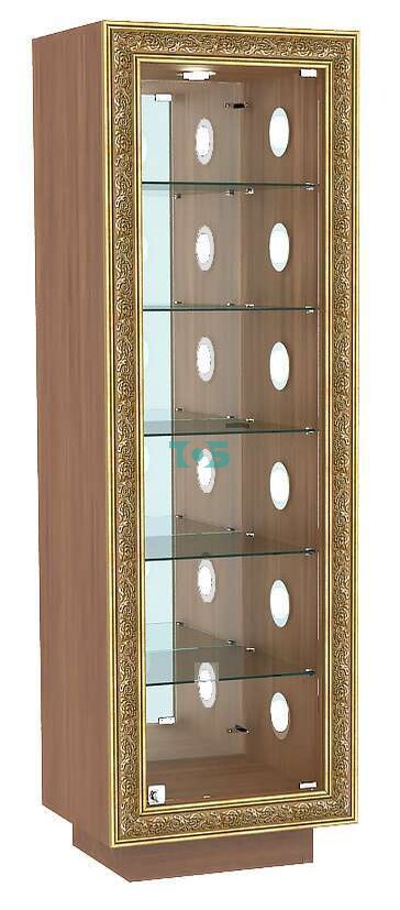 Низкая витрина с распашной дверкой и фасадным декором БАРОККО №503С-ХП