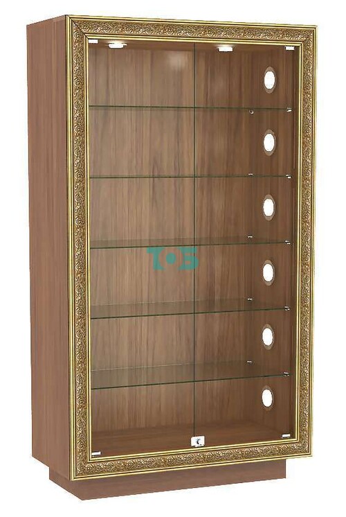 Низкая витрина глухая с декором и торцевыми светильниками БАРОККО №505С-ХП