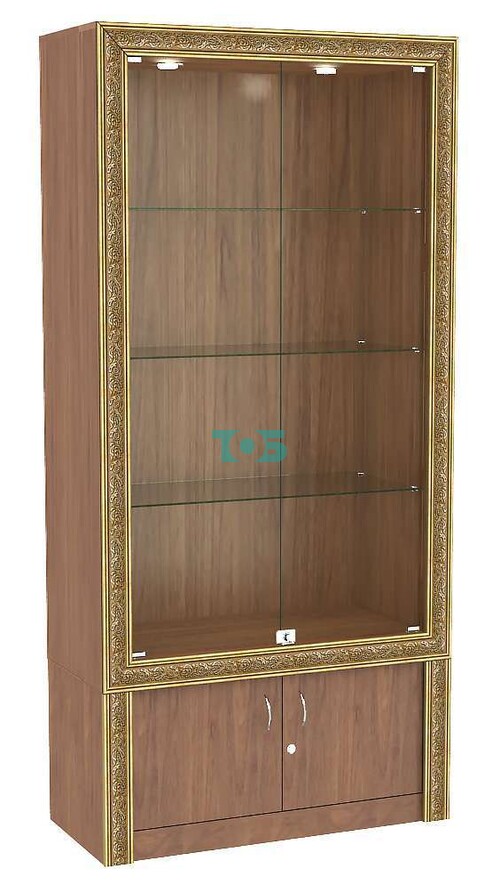 Витрина прямоугольная с накопителем и декором БАРОККО №1