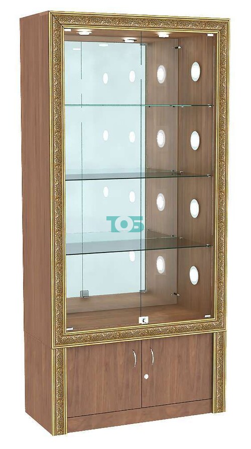 Витрина с подсветкой и декором с нижним накопителем БАРОККО №3С