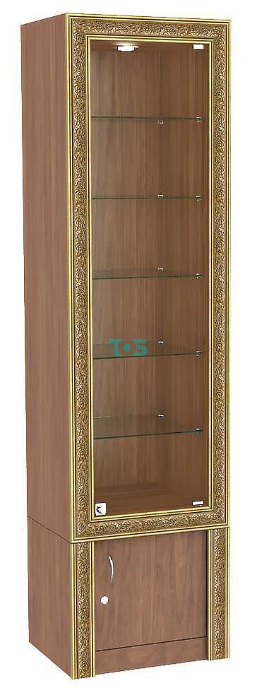 Витрина с глухой задней стенкой, тумбой и декором БАРОККО №502