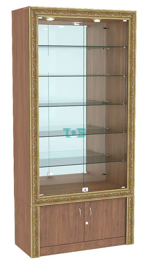 Витрина с распашными дверками и тумбой декорированная БАРОККО №503