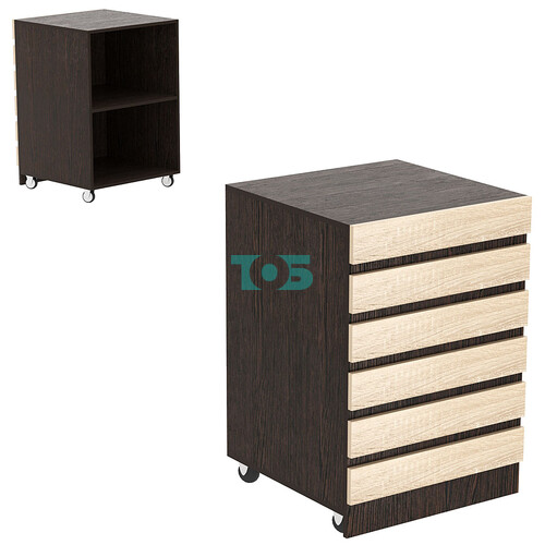 Торговый прилавок узкий на колесах с фасадными панелями №13Э