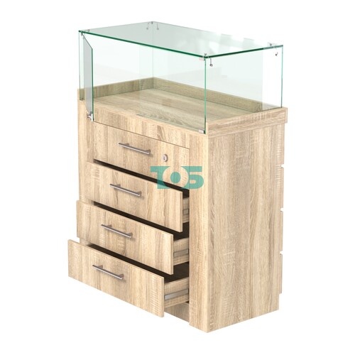 Торговый прилавок с утопленным фасадом и широкими ящиками №УФ-4-900