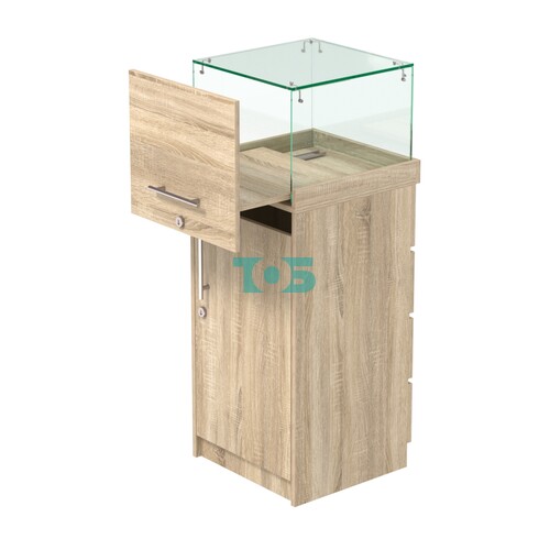 Торговый прилавок с утопленным фасадом и выдвижной зеркальной панелью №УФ-1-450