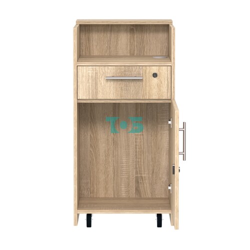 Торговый кассовый прилавок на колесах с утопленным фасадом №УФК-2-1