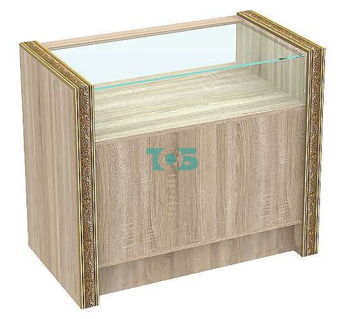 Недорогой торговый прилавок со стеклянным верхом и декором серии БАРОККО №БА-ПЭ-2-900