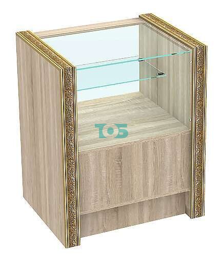 Недорогой торговый прилавок малый с накопителем и декором серии БАРОККО №БА-ПЭ-3-600