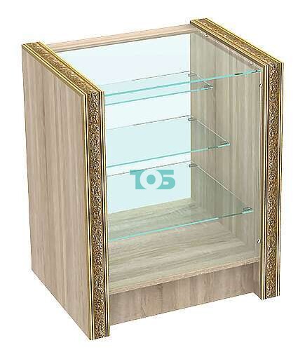 Недорогой торговый прилавок с тремя полками и декором серии БАРОККО №БА-ПЭ-4-600