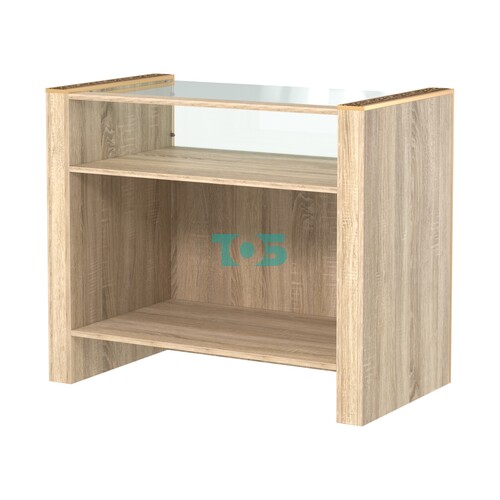 Недорогой прилавок с большим накопителем и декоративными молдингами №ПДМ-2-900