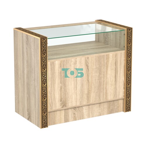 Недорогой прилавок с большим накопителем и декоративными молдингами №ПДМ-2-900