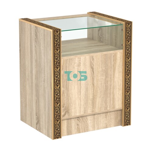 Недорогой прилавок с прозрачным верхом и декоративными молдингами №ПДМ-2-600