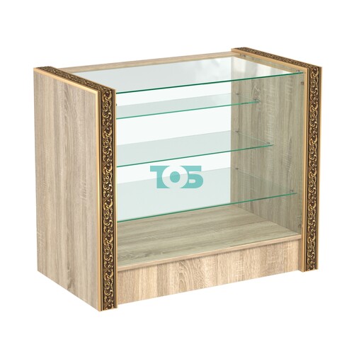 Недорогой прилавок со стеклянным фасадом и декоративными молдингами №ПДМ-4-900