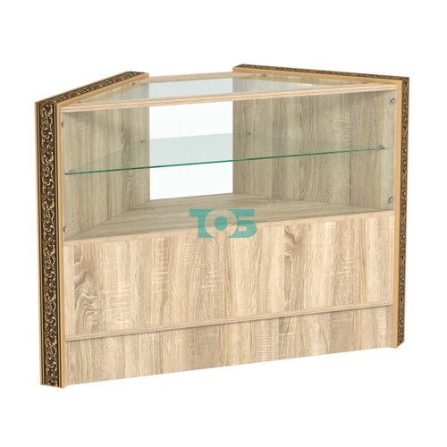 Недорогой прилавок угловой с декоративными молдингами №ПДМ-9