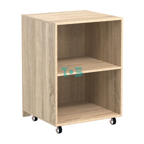 Узкий недорогой прилавок под декоративные молдинги с металлическими колесами №ПДМ-13