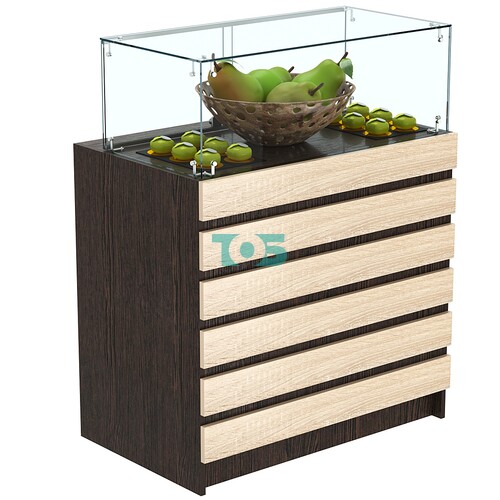 Торговый прилавок с прозрачным колпаком и фасадными панелями №1Э-14