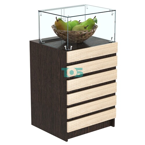 Торговый прилавок с прозрачной витриной и фасадным декором №5Э-14