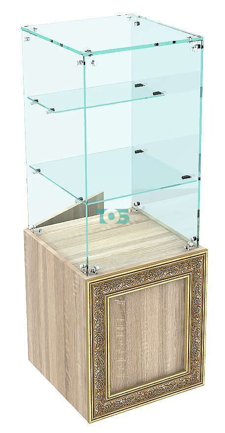 Стеклянный торговый прилавок малый с декором серии БАРОККО №БА-ПИ-31