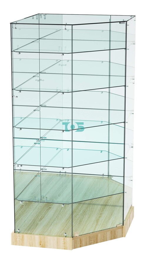 Витрина Хит продаж №517 (угловая пятигранная, закрытая, З/C - зеркало)